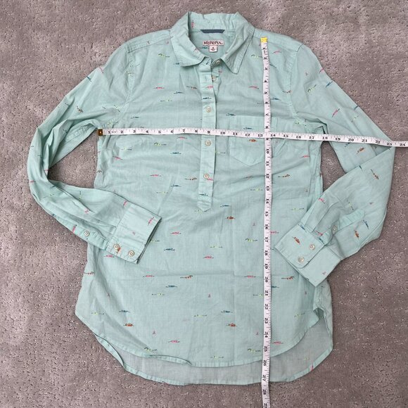 Merona Long Sleeve 1/4 Button Collared Mint Multicolor Swimmers Women's Sz Small - Picture 16 of 16